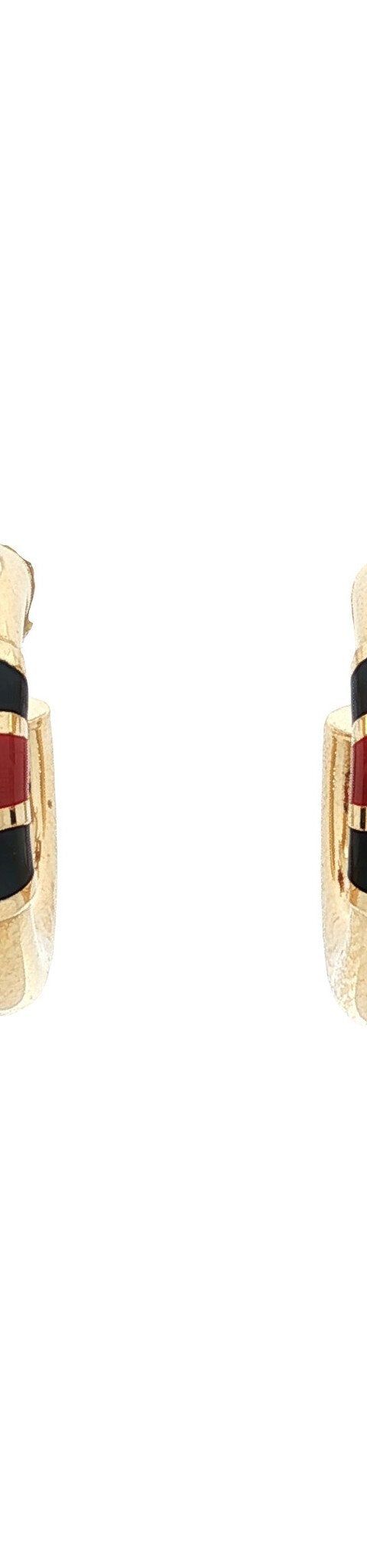 Vintage 18K Gold Stud Earrings with Enamel